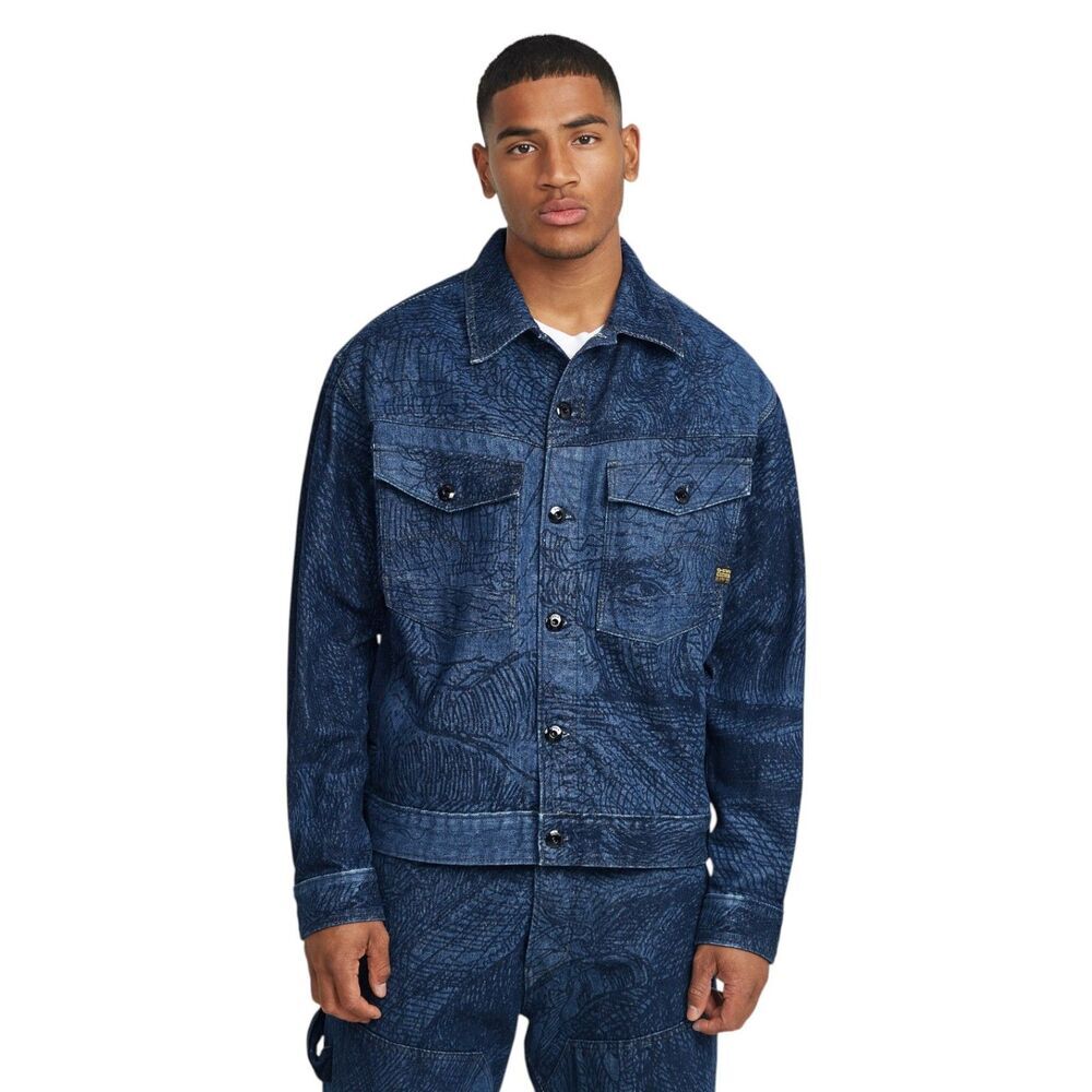 NWT G-Star Raw Dakota Denim Jacket Rembrandt Lasered Self-Portrait Blue XL